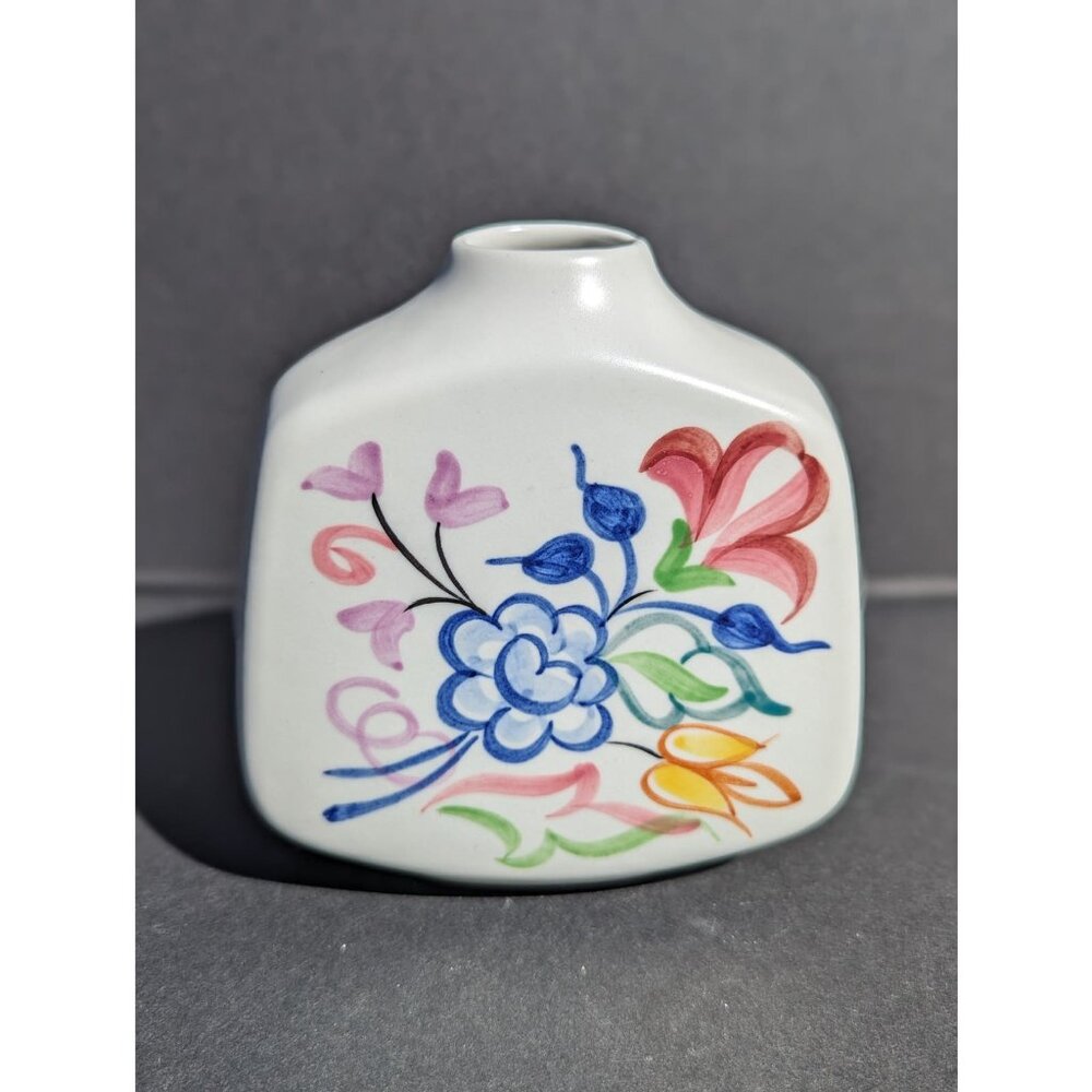 Vintage Hand Painted Poole Pottery BN Floral Pattern Flower Vase